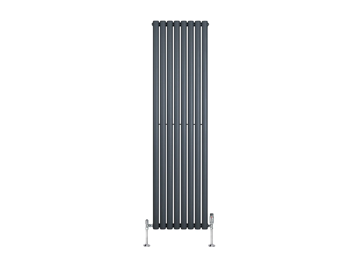 Verticale design radiator ovaal 1 kolom - grijs 1800x480 mm thermostaatkraan