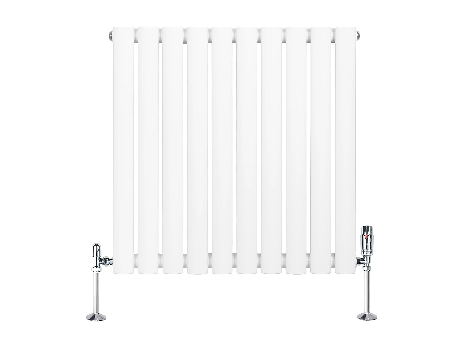 Horizontale design radiator ovaal 1 kolom - wit 600x600 mm thermostaatkraan