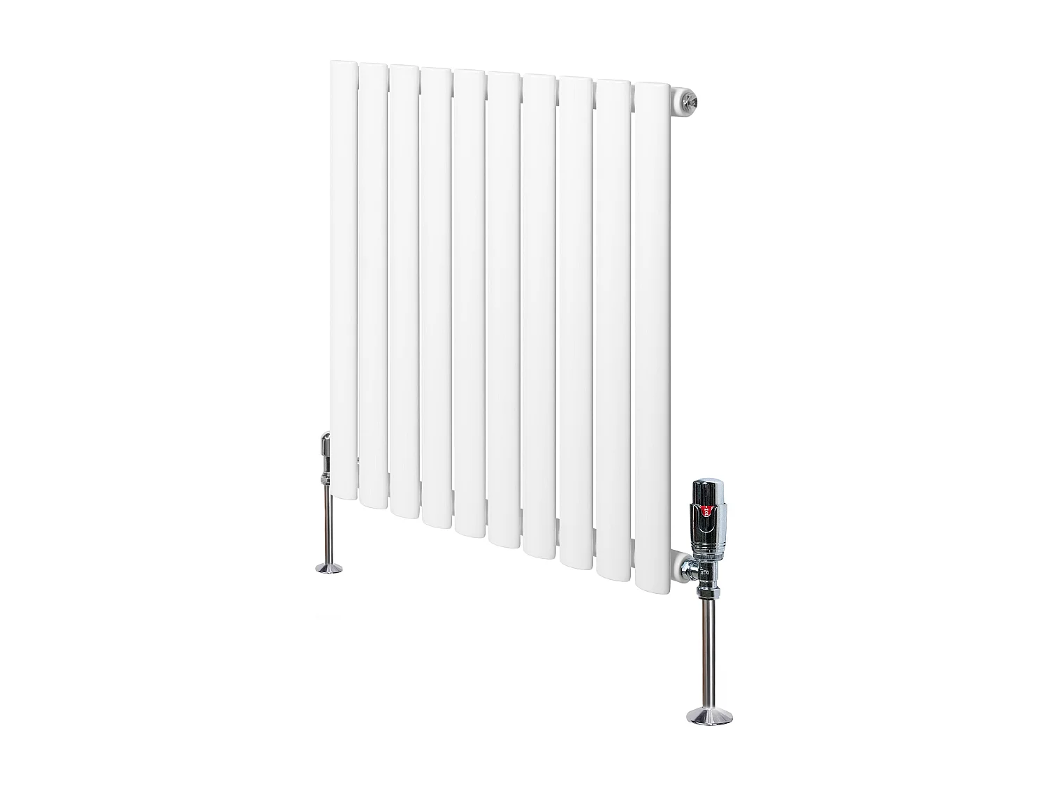 Horizontale design radiator ovaal 1 kolom - wit 600x600 mm thermostaatkraan