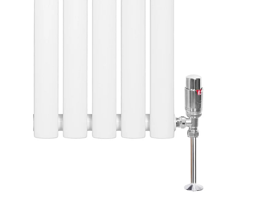 Horizontale design radiator ovaal 1 kolom - wit 600x600 mm thermostaatkraan