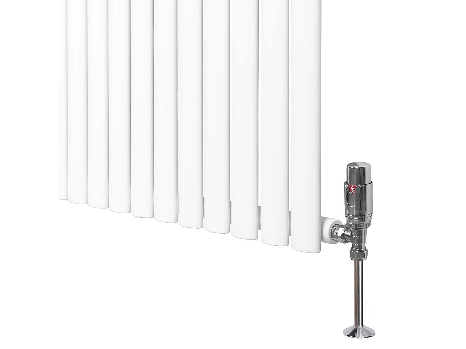 Radiateur Ovale à 1 Panneau & Vannes 1800 x 600 mm en Acier Blanc Horizontale