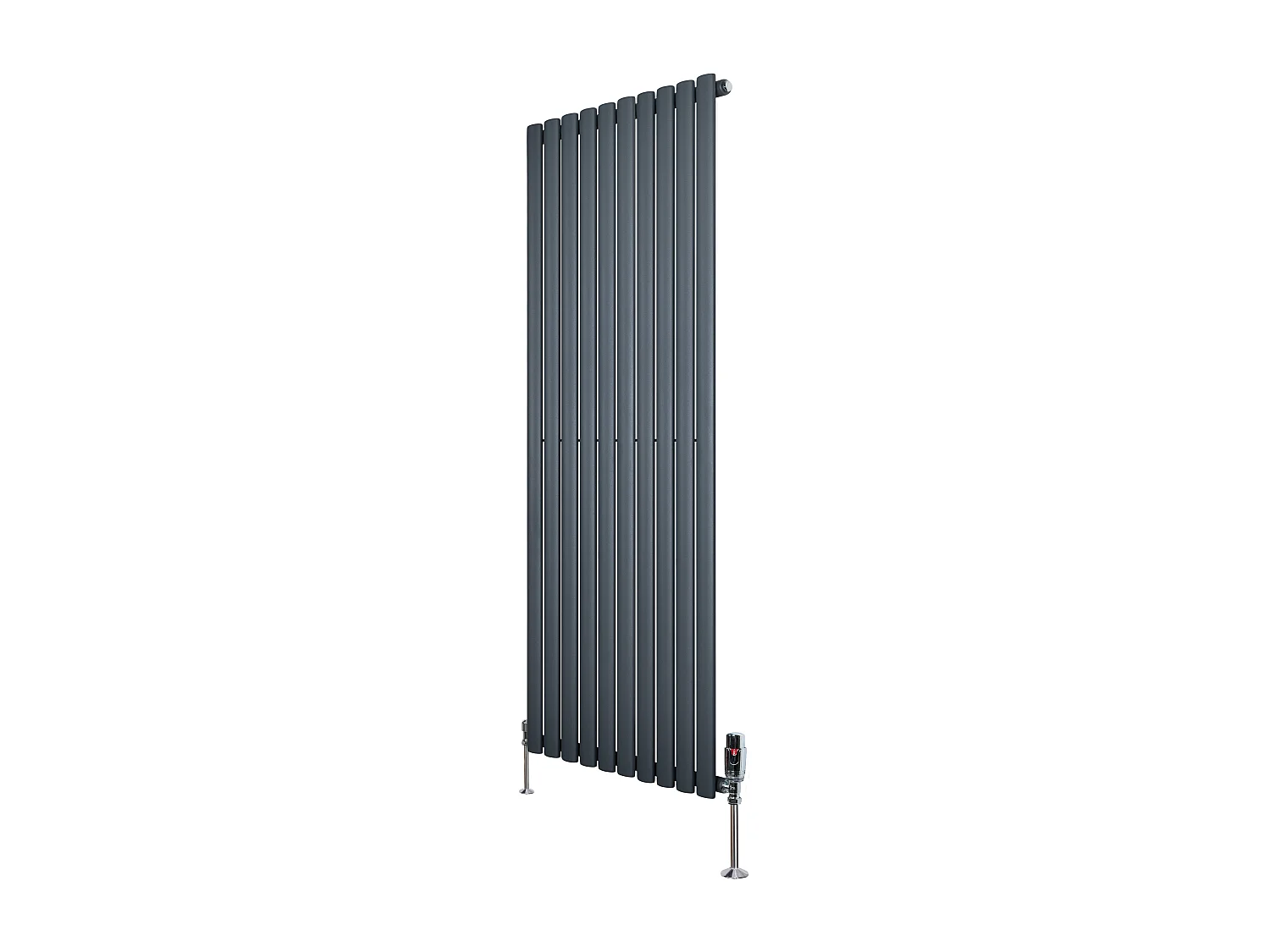 Verticale design radiator ovaal 1 kolom - grijs 1600x600 mm thermostaatkraan