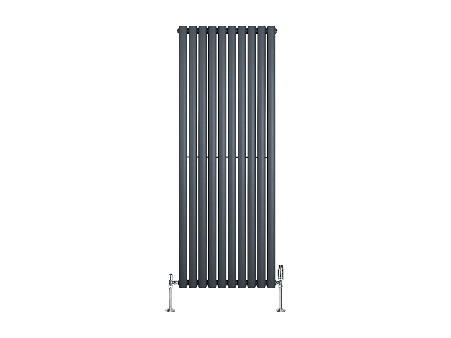 Verticale design radiator ovaal 1 kolom - grijs 1600x600 mm thermostaatkraan