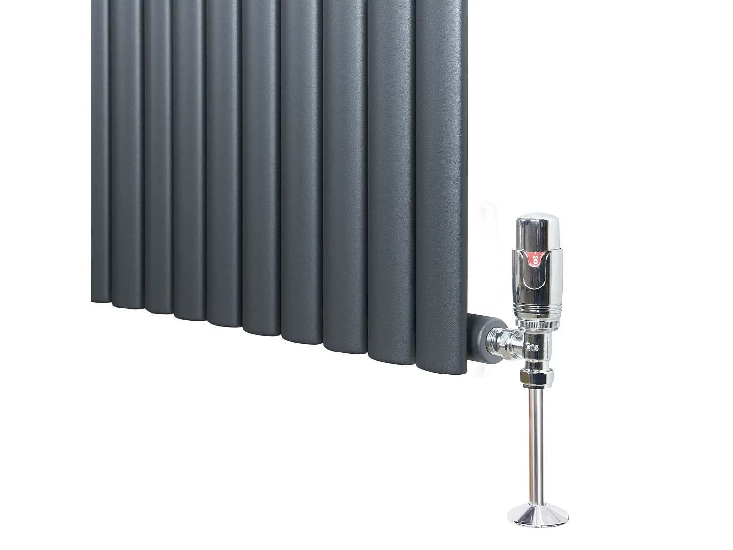 Radiateur Ovale 1 Panneau & Vannes 1600 x 600 mm en Acier Anthracite Horizontale