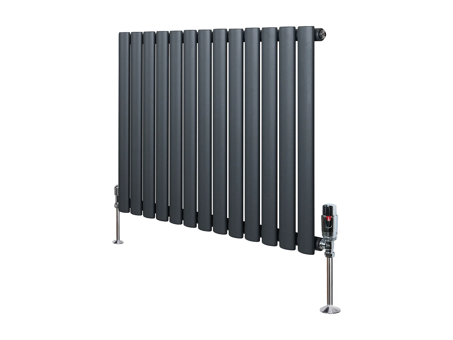 Horizontale design radiator ovaal 1 kolom - grijs 600x780 mm thermostaatkraan