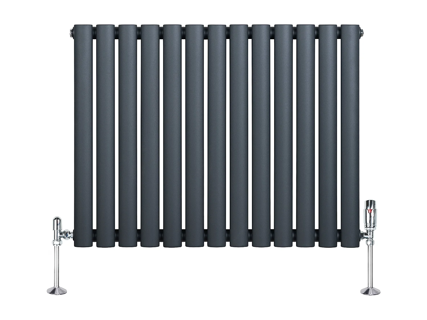 Horizontale design radiator ovaal 1 kolom - grijs 600x780 mm thermostaatkraan