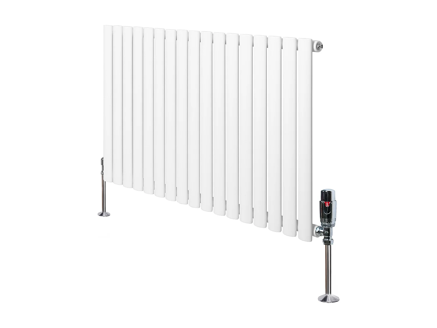 Horizontale design radiator ovaal 1 kolom - wit 600x1020 mm thermostaatkraan