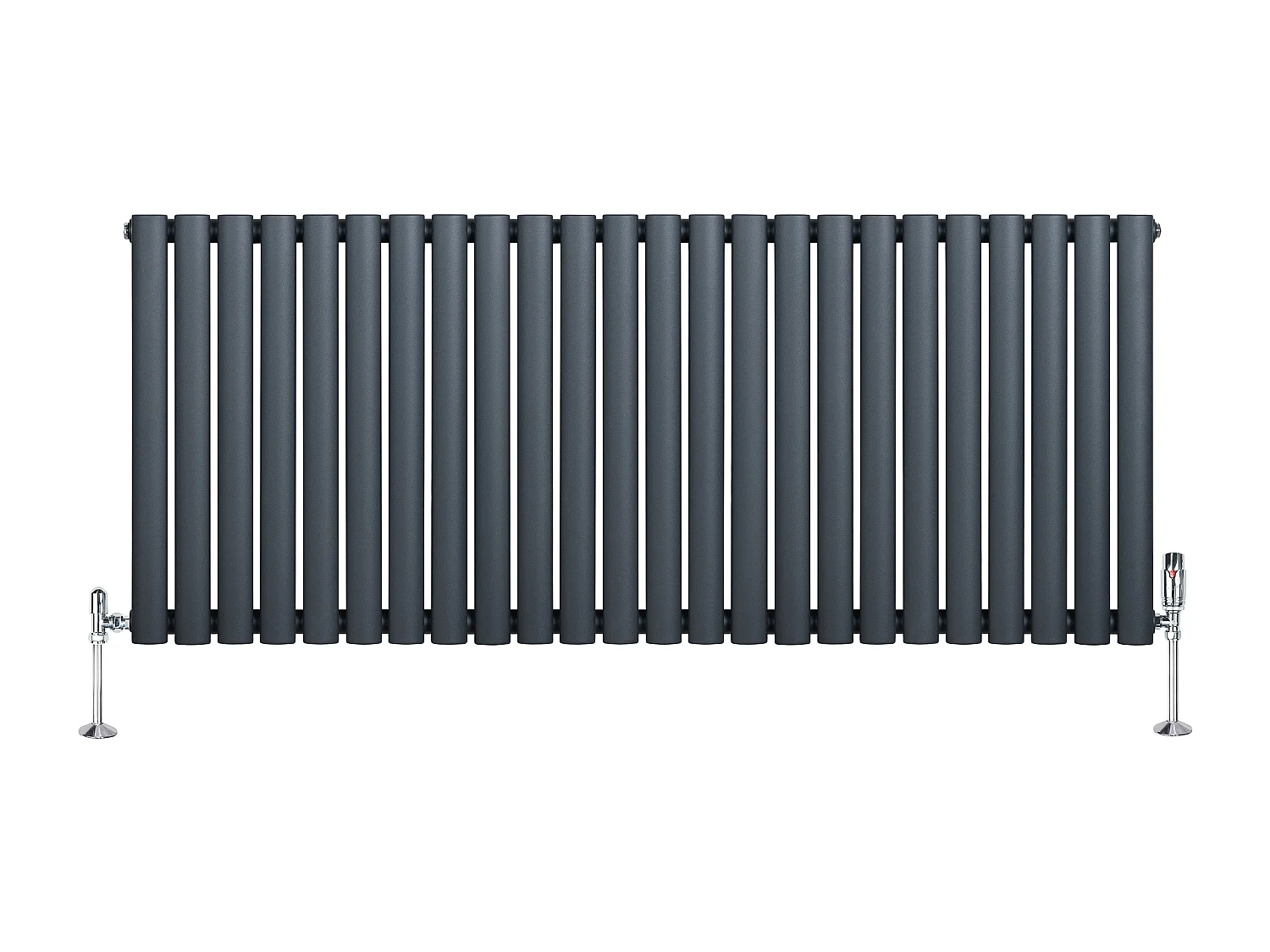 Horizontale design radiator ovaal 1 kolom - grijs 600x1400 mm thermostaatkraan