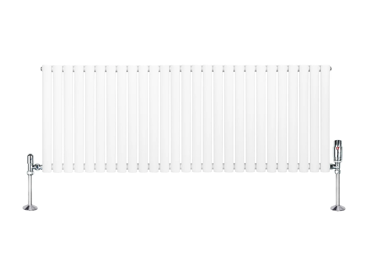 Horizontale design radiator ovaal 1 kolom - wit 600x1620 mm thermostaatkraan