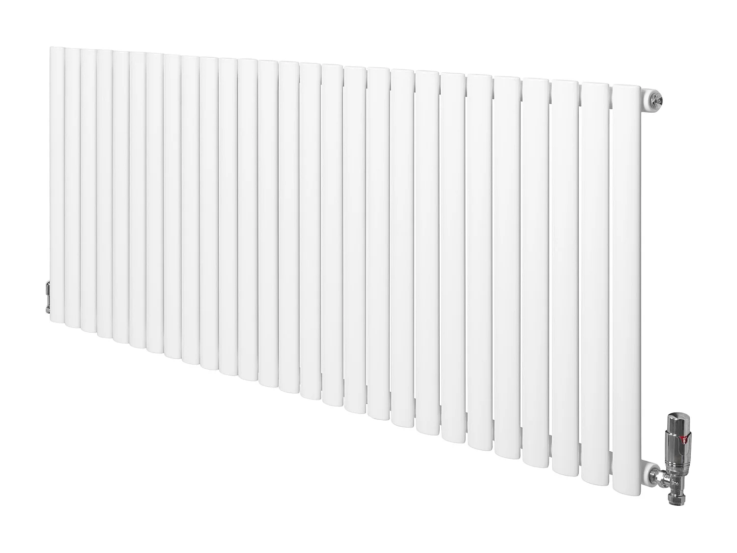 Horizontale design radiator ovaal 1 kolom - wit 600x1620 mm thermostaatkraan