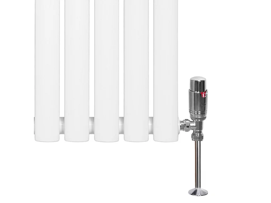 Horizontale design radiator ovaal 1 kolom - wit 600x1620 mm thermostaatkraan