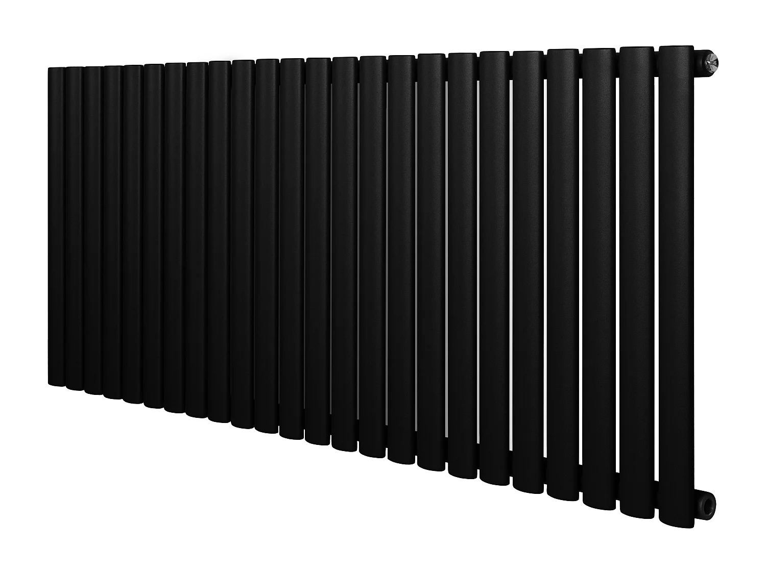 Horizontaal design radiator ovaal - 1 kolom - zwart - 600 x 1440 mm