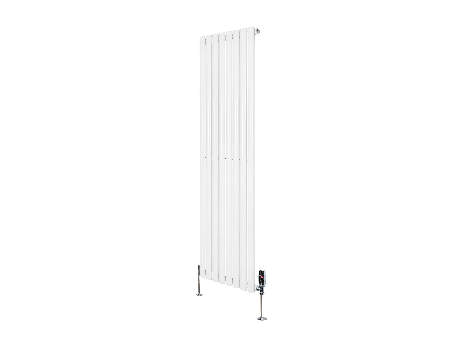Verticale design radiator ovaal 1 kolom - wit 1600x480 mm thermostaatkraan