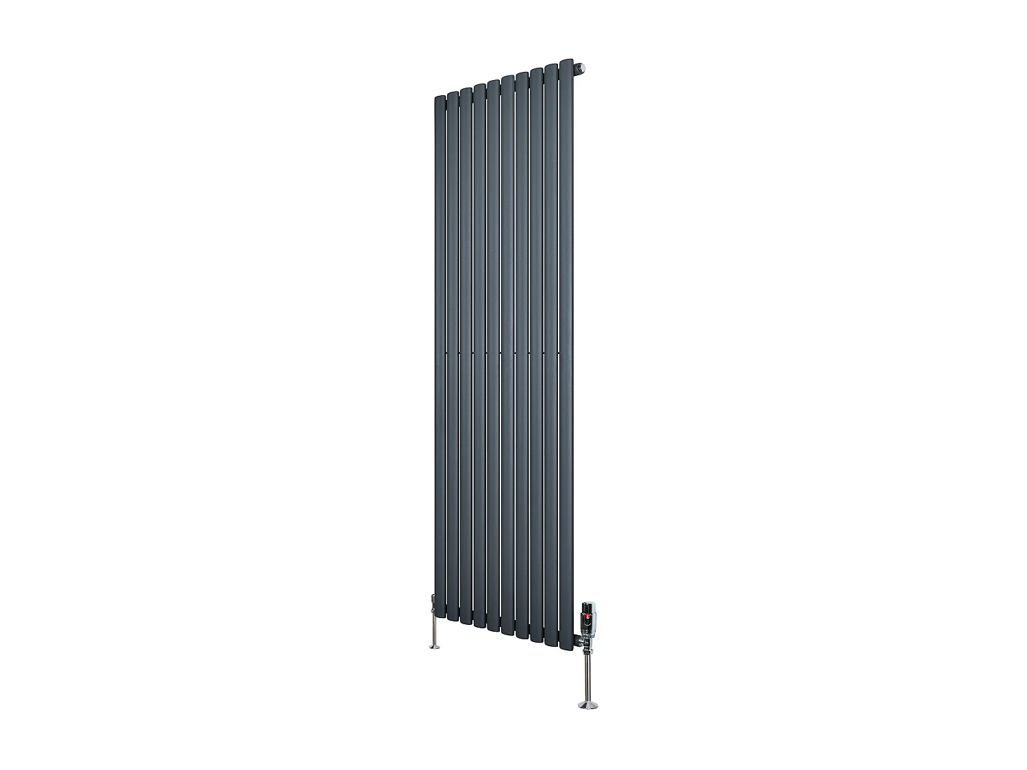 Verticale design radiator ovaal 1 kolom - grijs 1800x600 mm thermostaatkraan