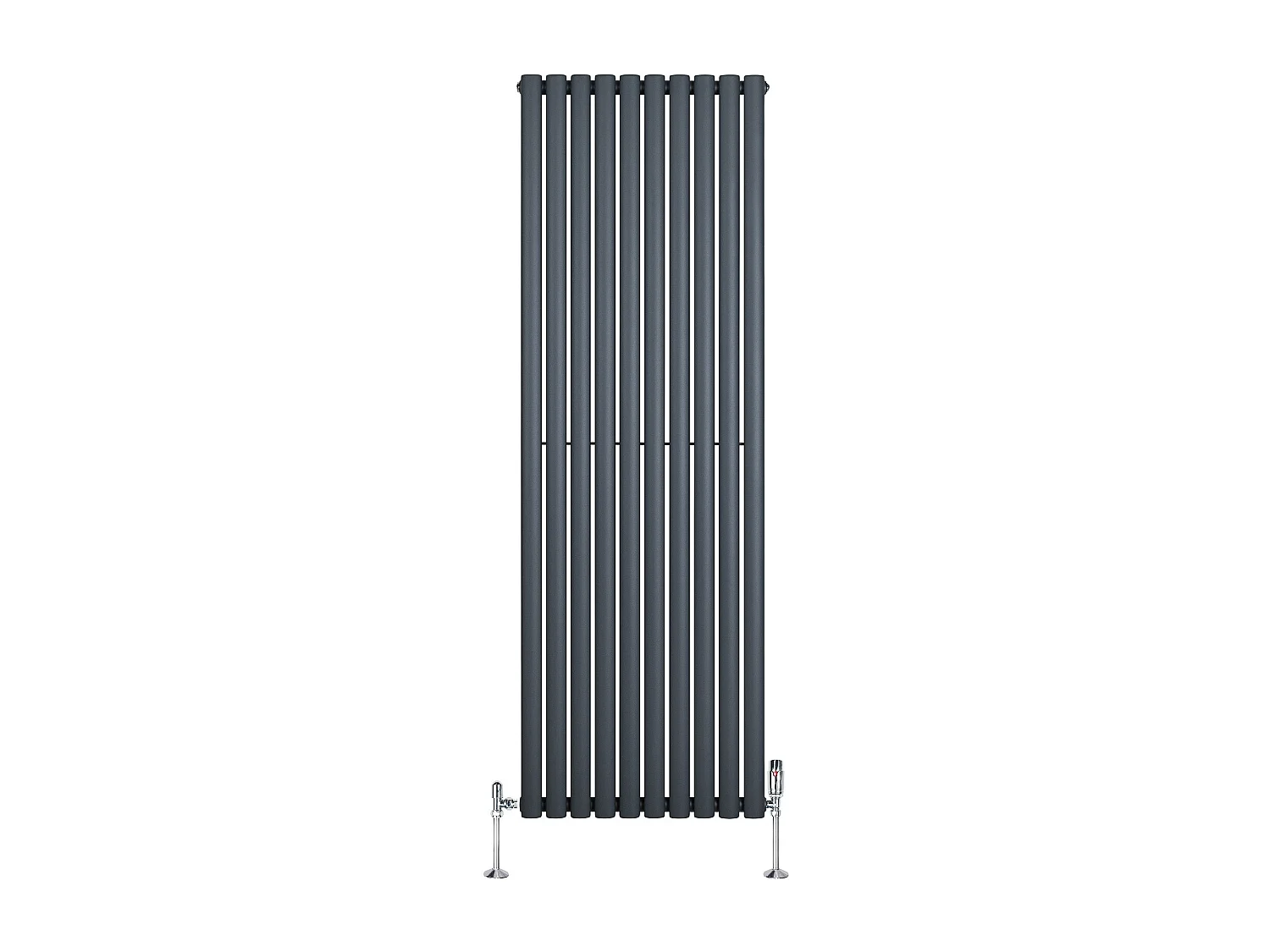 Verticale design radiator ovaal 1 kolom - grijs 1800x600 mm thermostaatkraan