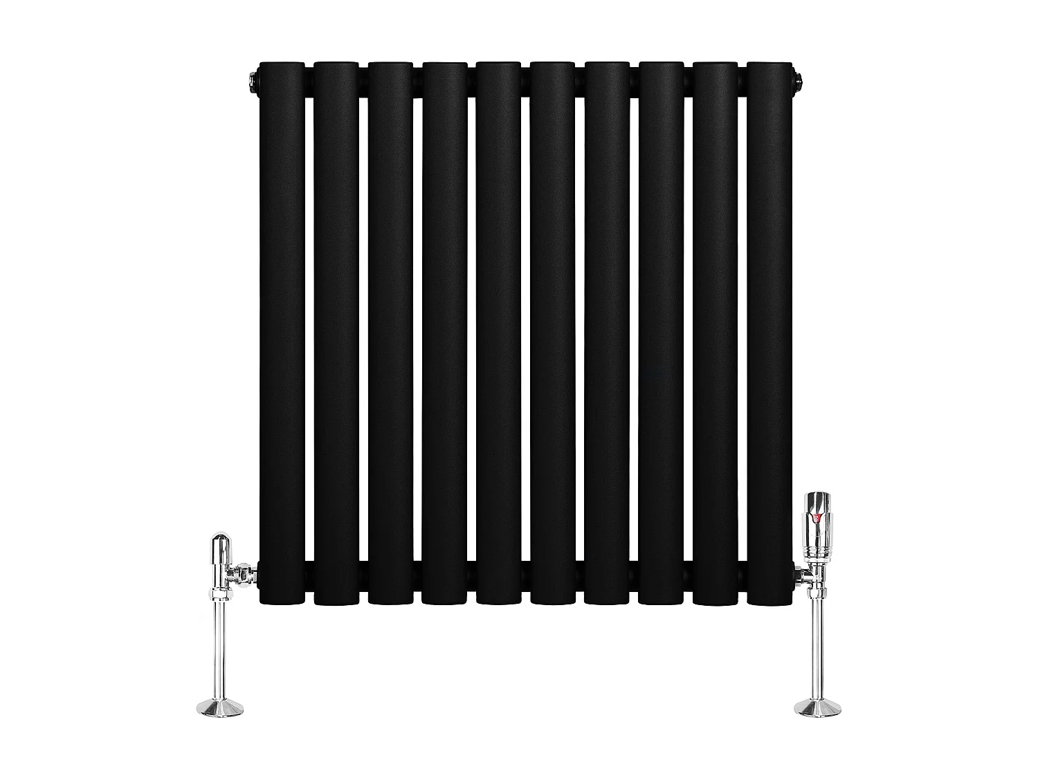 Horizontale design radiator ovaal 1 kolom - zwart 600x600 mm thermostaatkraan