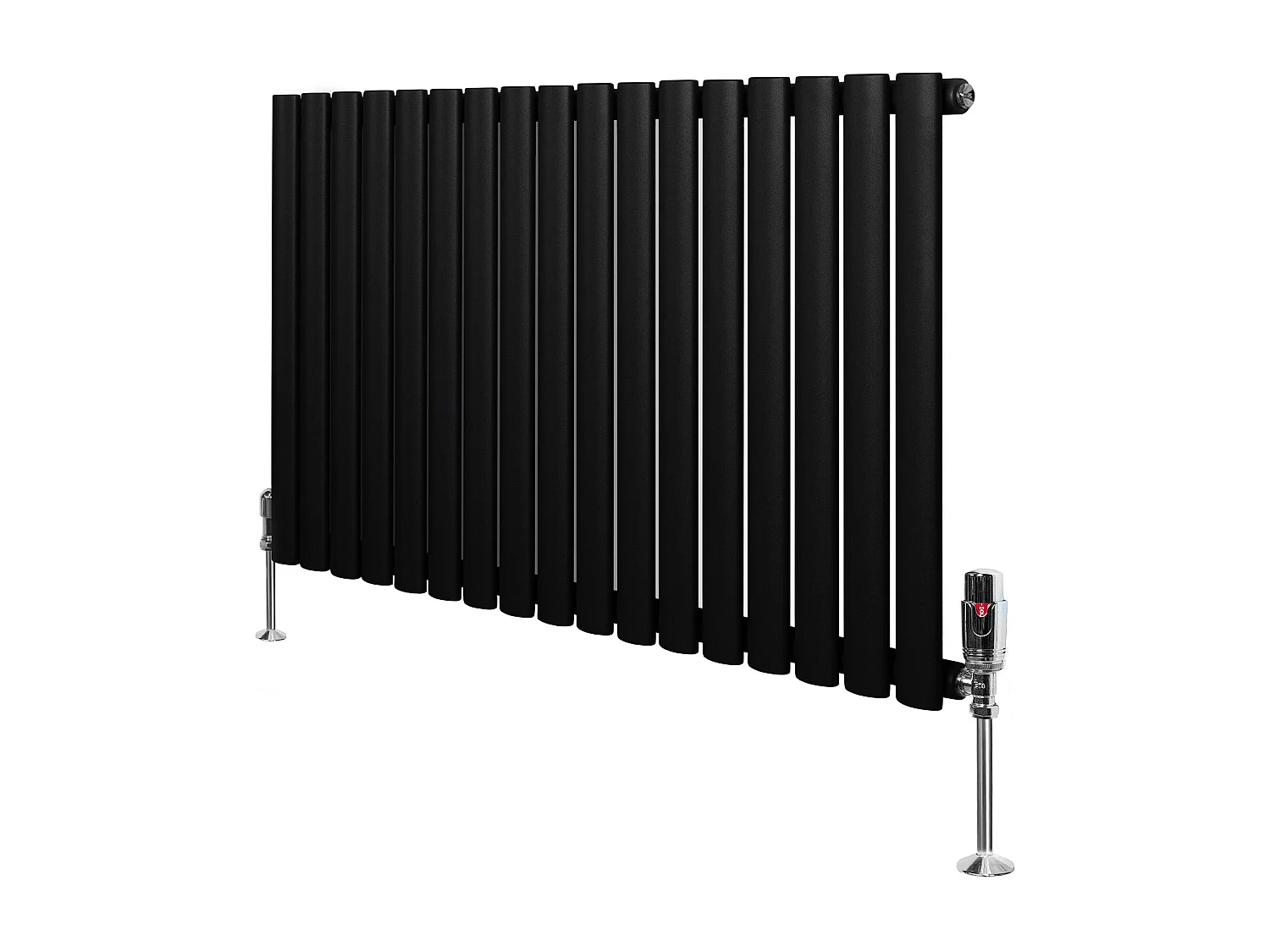 Horizontale design radiator ovaal 1 kolom - zwart 600x1020 mm thermostaatkraan