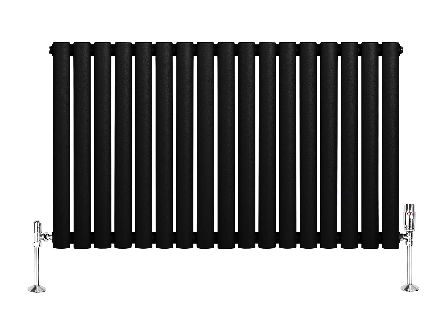 Horizontale design radiator ovaal 1 kolom - zwart 600x1020 mm thermostaatkraan