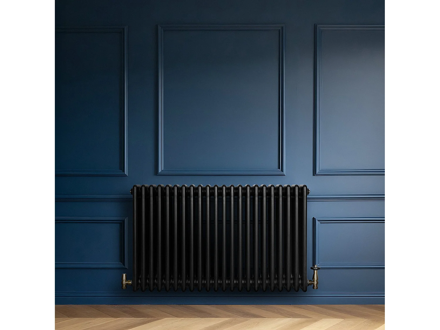 Radiador Tradicional Horizontal 4 Columnas - Negro | 600mm x 1010mm | Acero Premium 1280 W | Soportes, Kit, Cepillo | Garantía 15 Años | Calefacción