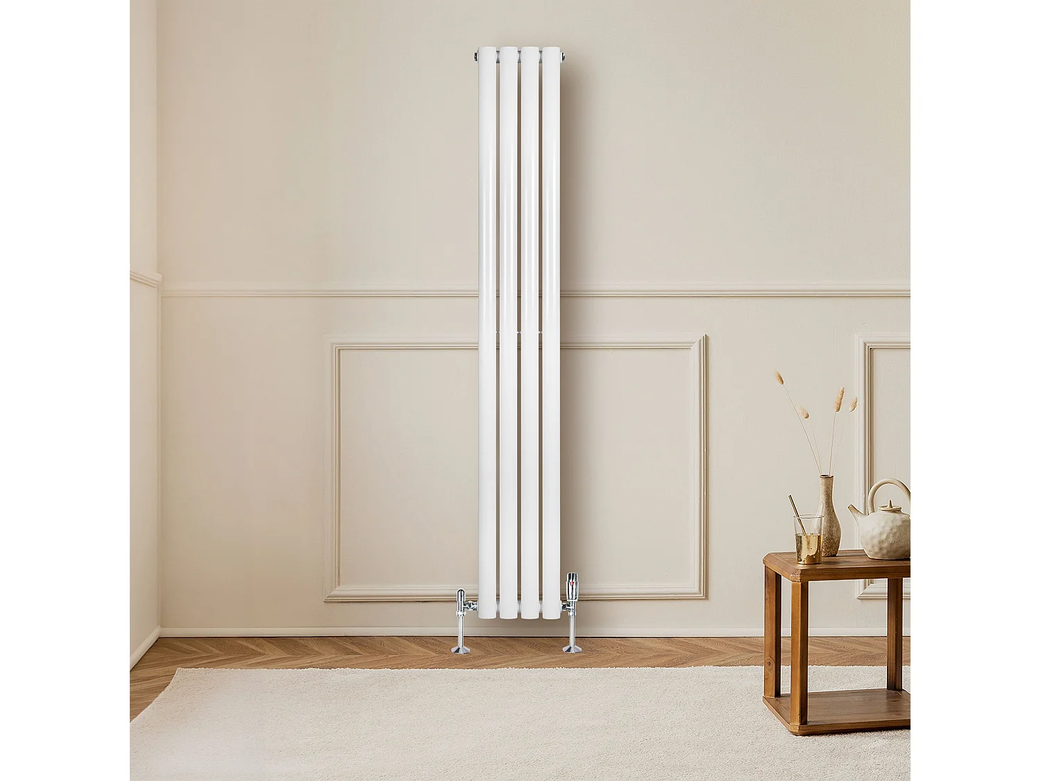 Verticaal design radiator ovaal - 1 kolom - wit - 1600 x 240 mm