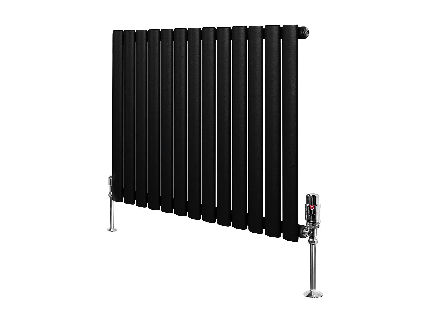 Horizontale design radiator ovaal 1 kolom - zwart 600x780 mm thermostaatkraan