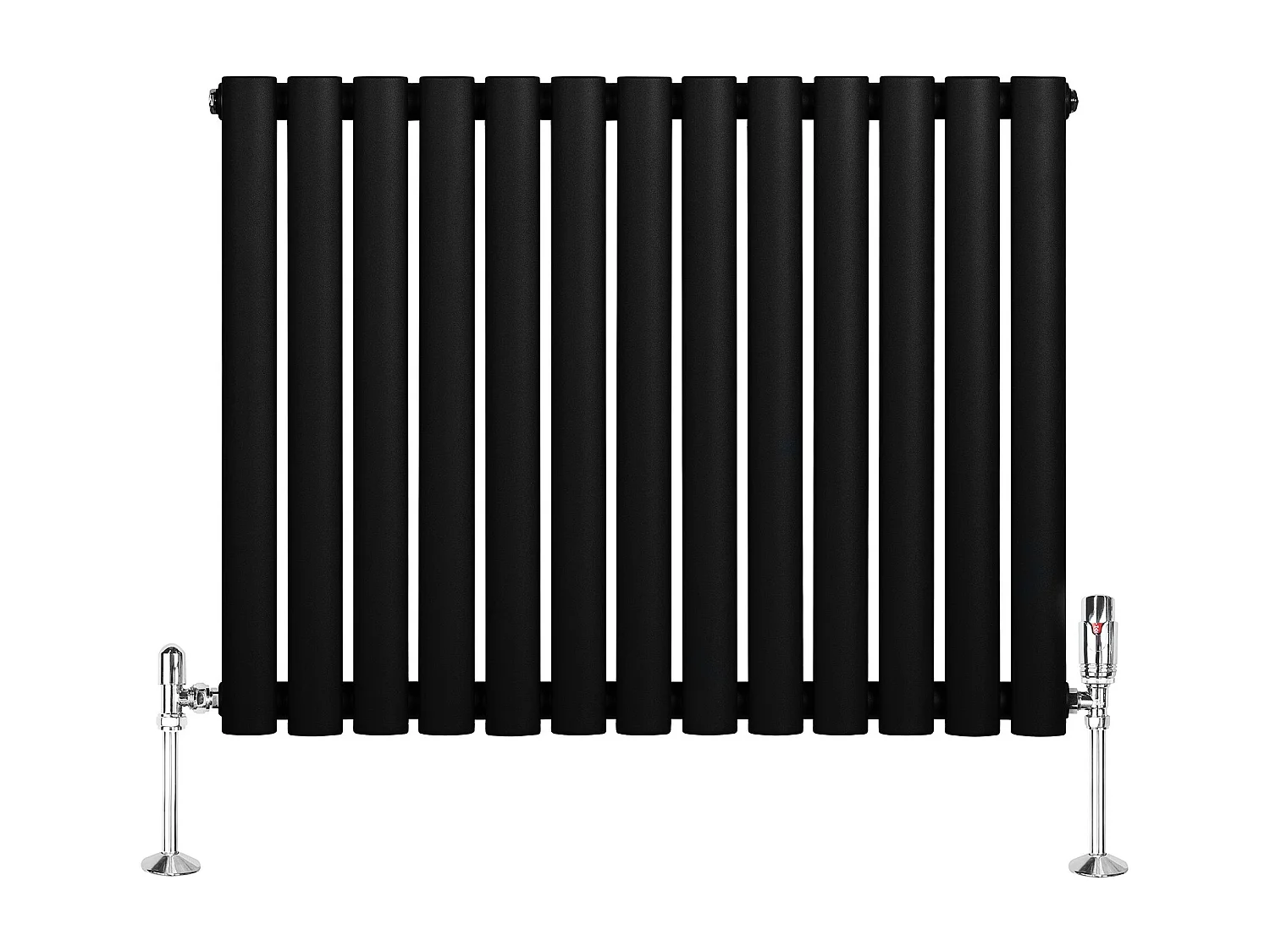 Horizontale design radiator ovaal 1 kolom - zwart 600x780 mm thermostaatkraan