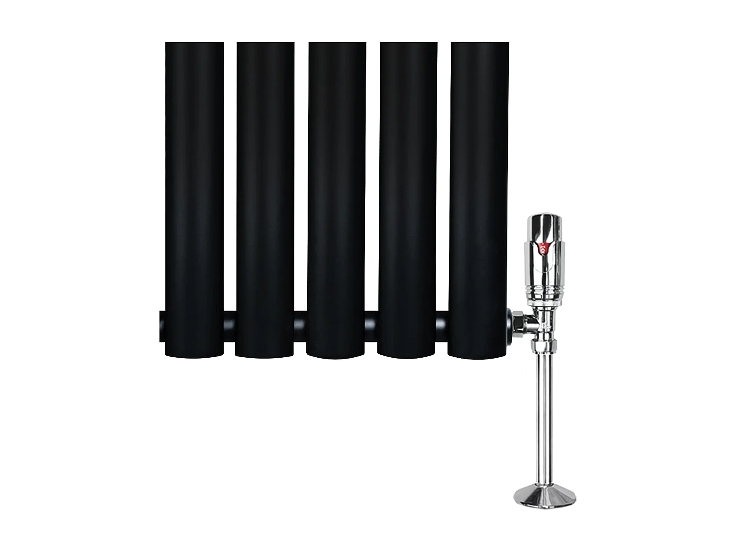 Horizontale design radiator ovaal 1 kolom - zwart 600x780 mm thermostaatkraan