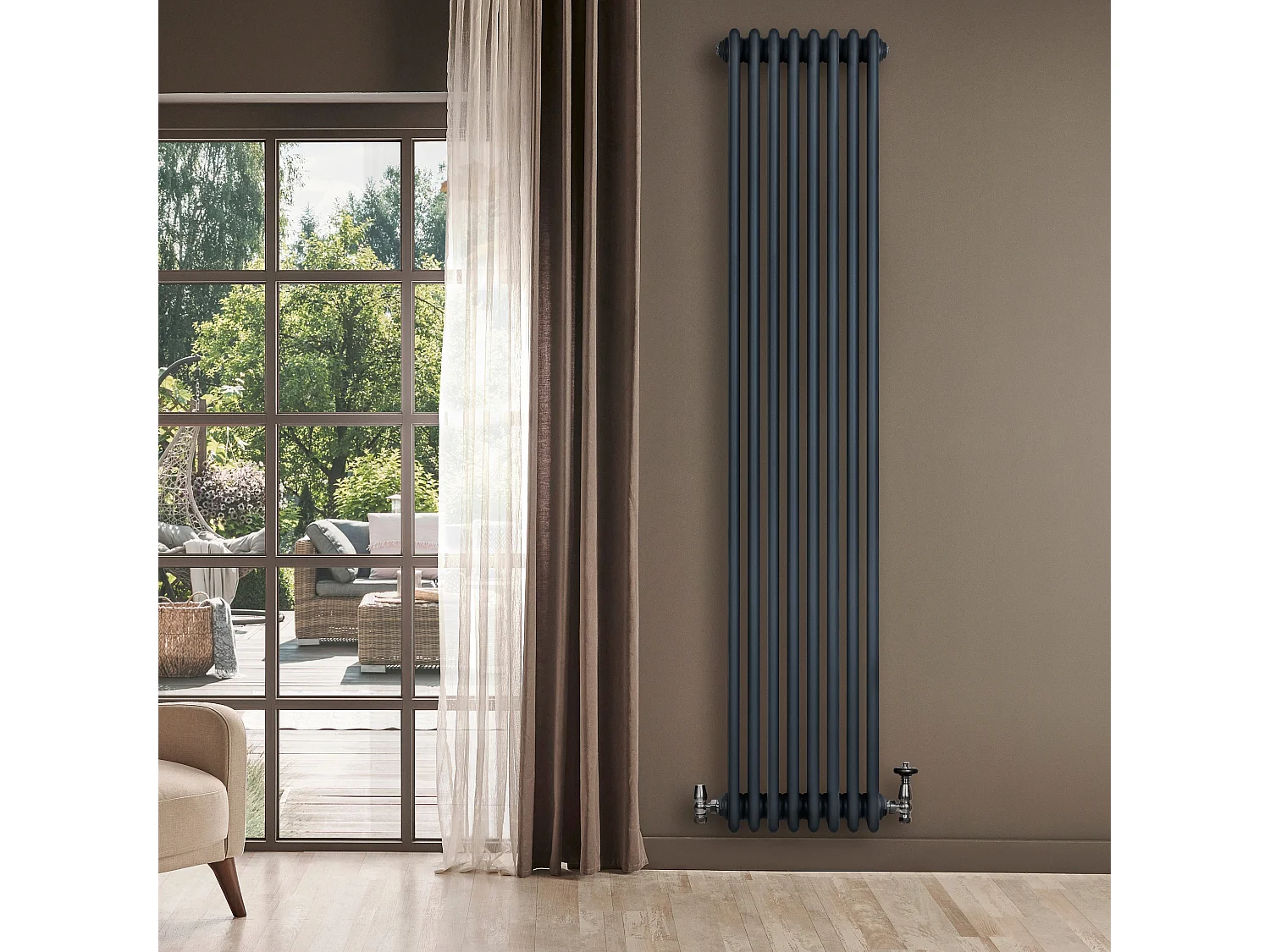 Radiatore Tradizionale 4 Colonne Verticale Riscaldamento Antracite 1800x380 mm