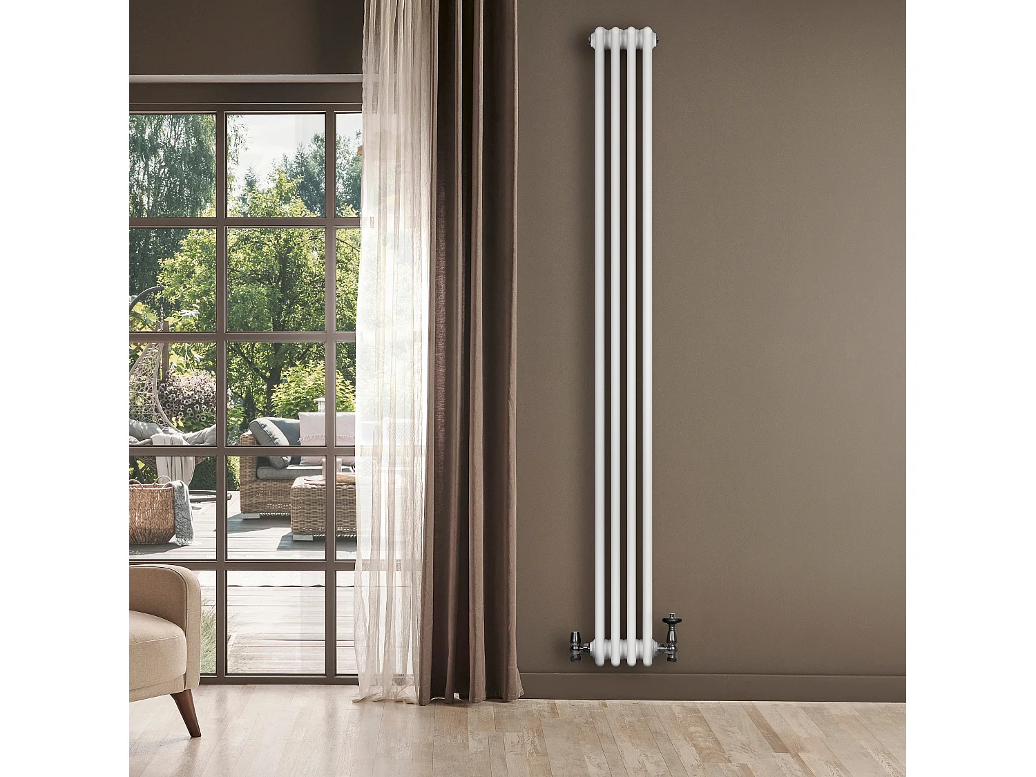 Radiador Vertical 4 Colunas 1800x200 mm - Branco, Aço Carbono 1.5 mm, 1152 W, Alta Eficiência, Fácil Instalação, Durável e Design Clássico