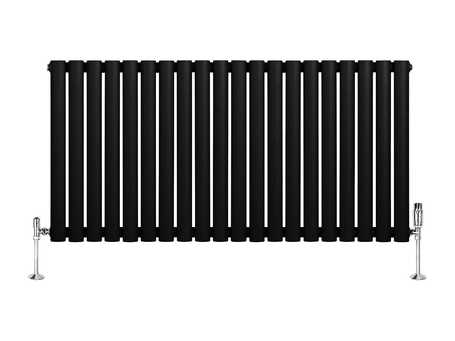 Horizontale design radiator ovaal 1 kolom - zwart 600x1200 mm thermostaatkraan