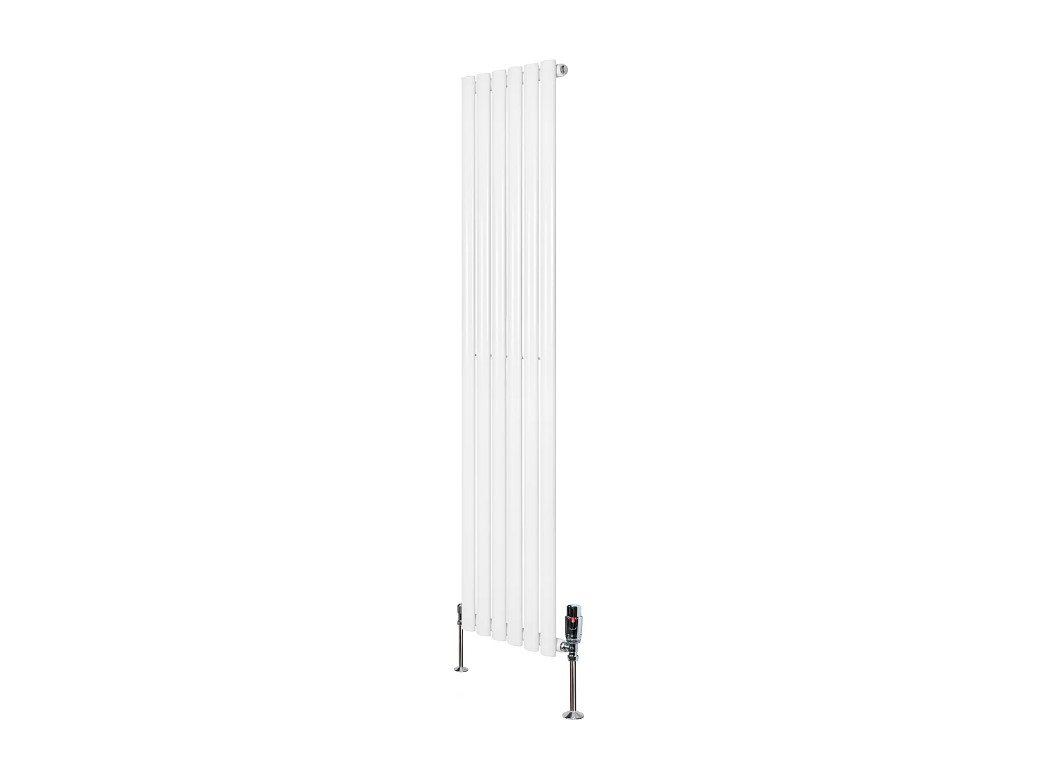 Verticale design radiator ovaal 1 kolom - wit 1600x360 mm thermostaatkraan