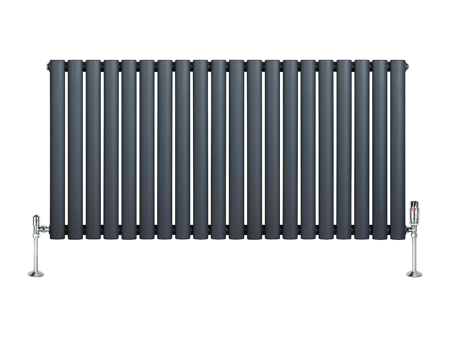 Horizontale design radiator ovaal 1 kolom - grijs 600x1200 mm thermostaatkraan