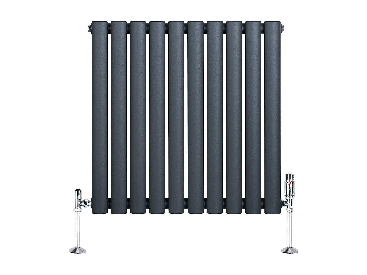 Horizontale design radiator ovaal 1 kolom - grijs 600x600 mm thermostaatkraan