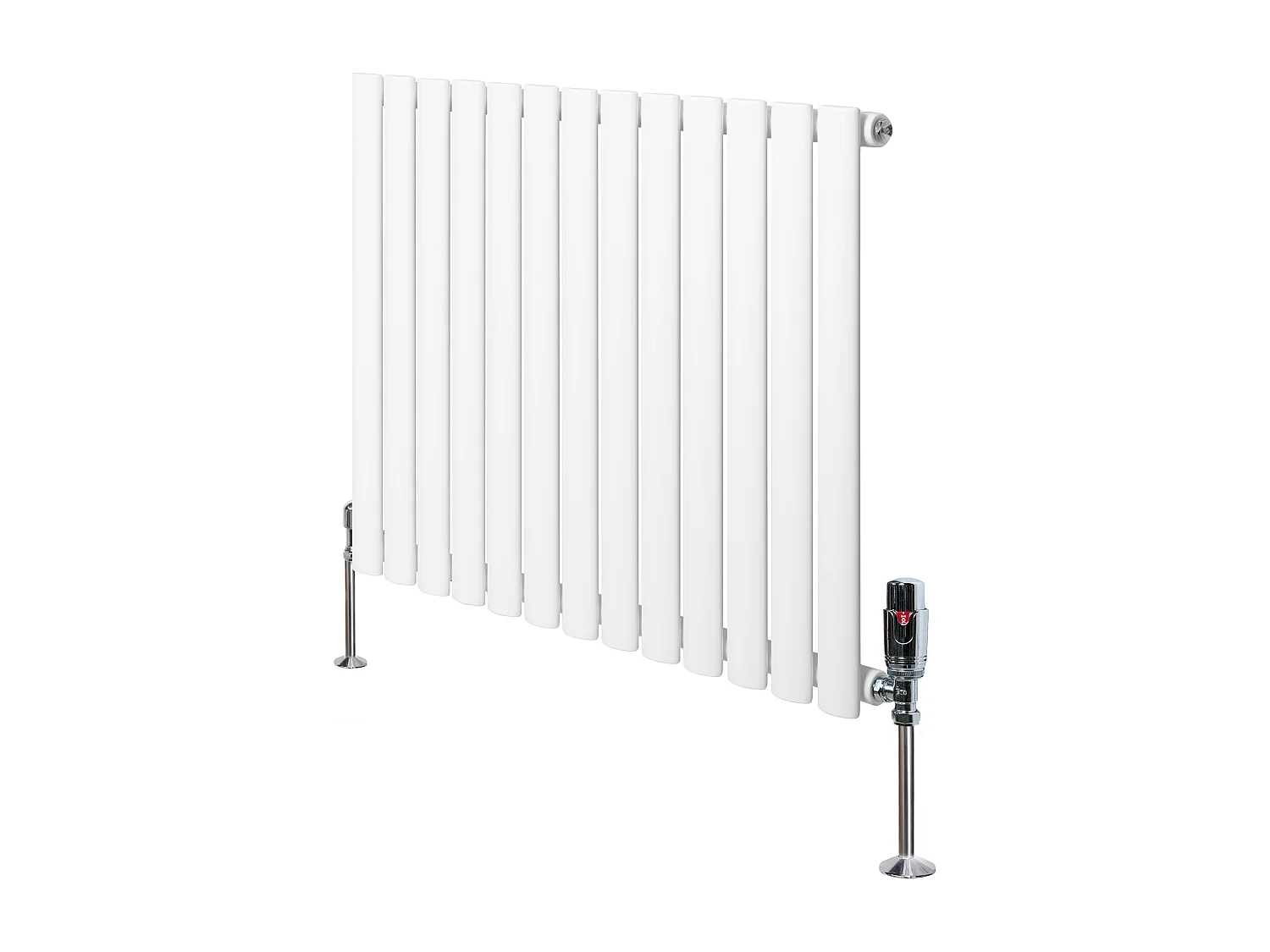 Horizontale design radiator ovaal 1 kolom - wit 600x780 mm thermostaatkraan