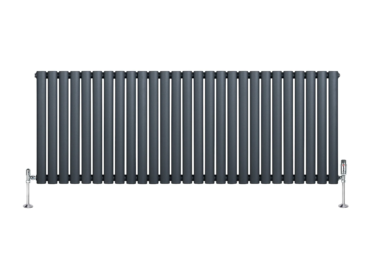Horizontale design radiator ovaal 1 kolom - grijs 600x1620 mm thermostaatkraan