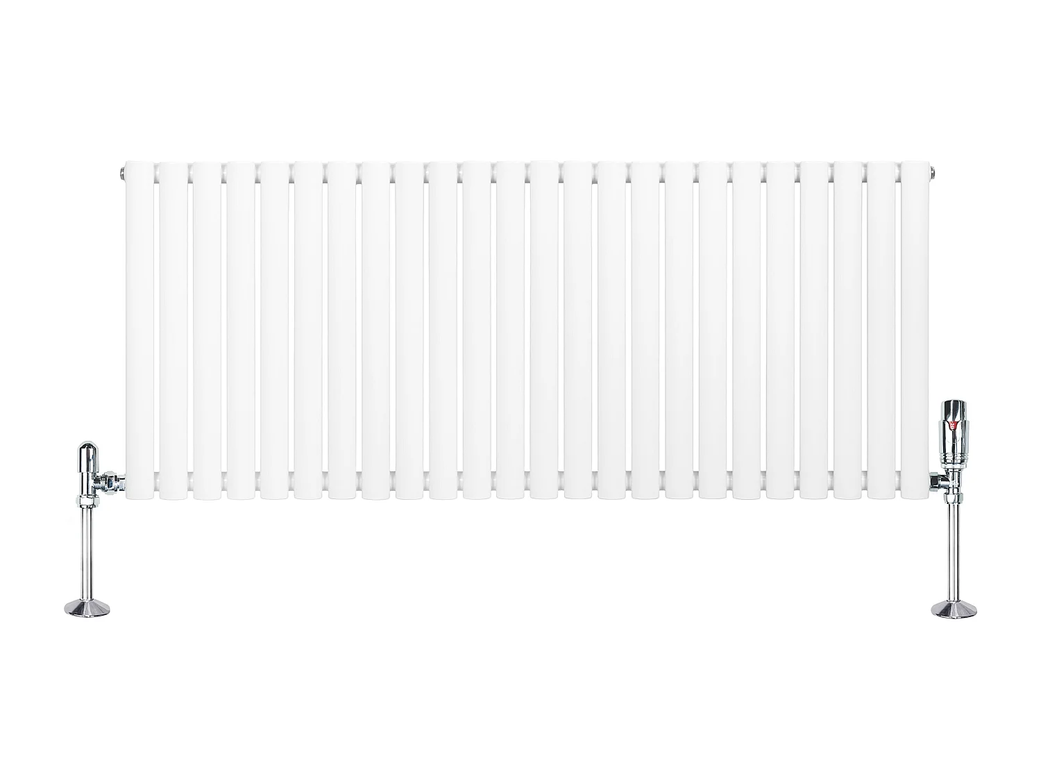Horizontale design radiator ovaal 1 kolom - wit 600x1400 mm thermostaatkraan
