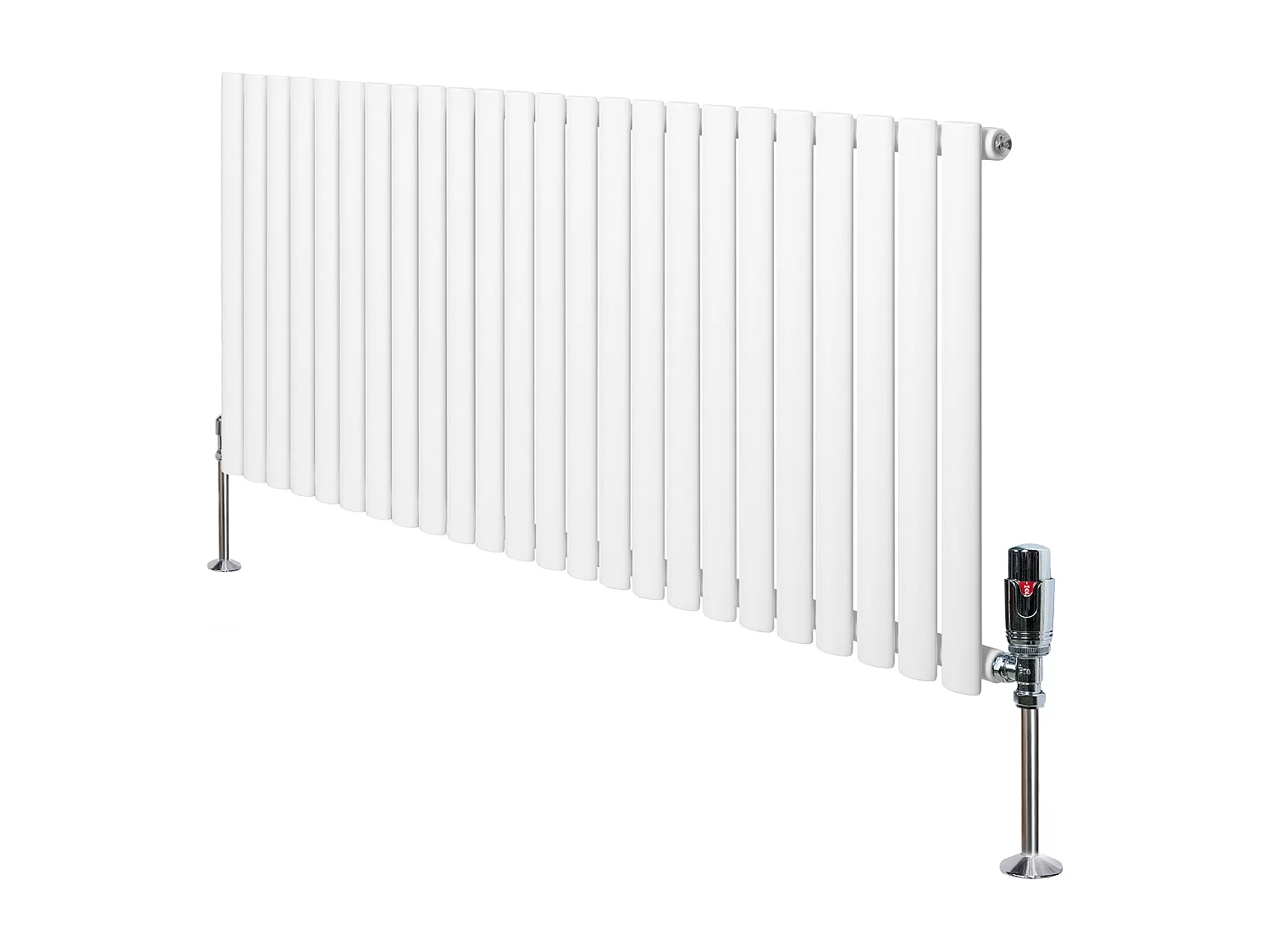 Horizontale design radiator ovaal 1 kolom - wit 600x1400 mm thermostaatkraan
