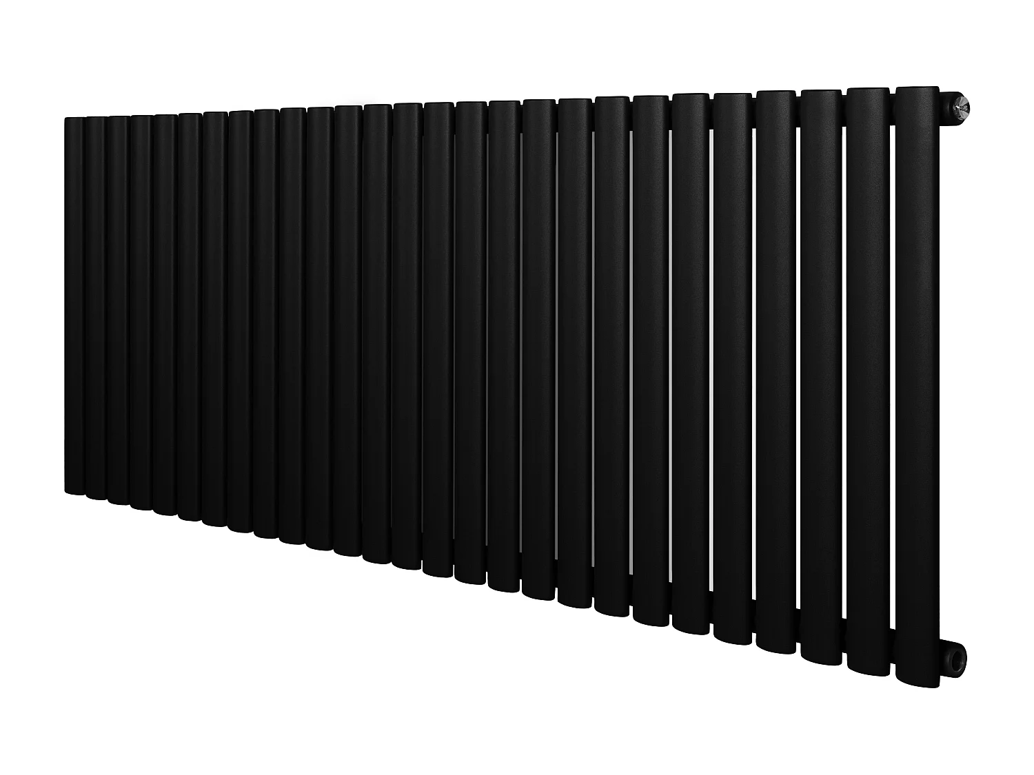 Horizontaal design radiator ovaal - 1 kolom - zwart - 600 x 1620 mm