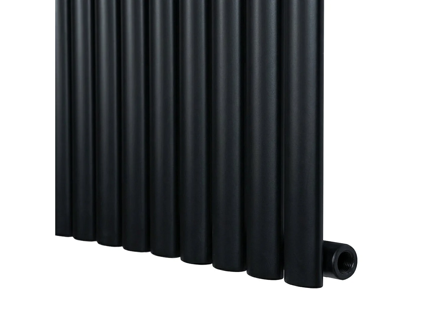 Horizontaal design radiator ovaal - 1 kolom - zwart - 600 x 1620 mm