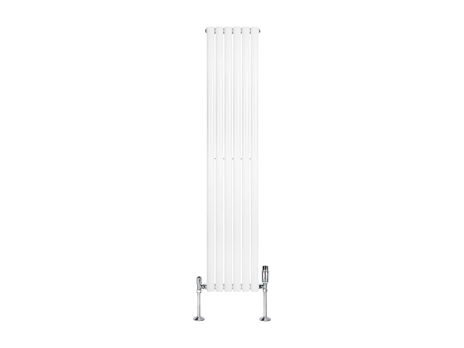 Verticale design radiator ovaal 1 kolom - wit 1800x360 mm thermostaatkraan