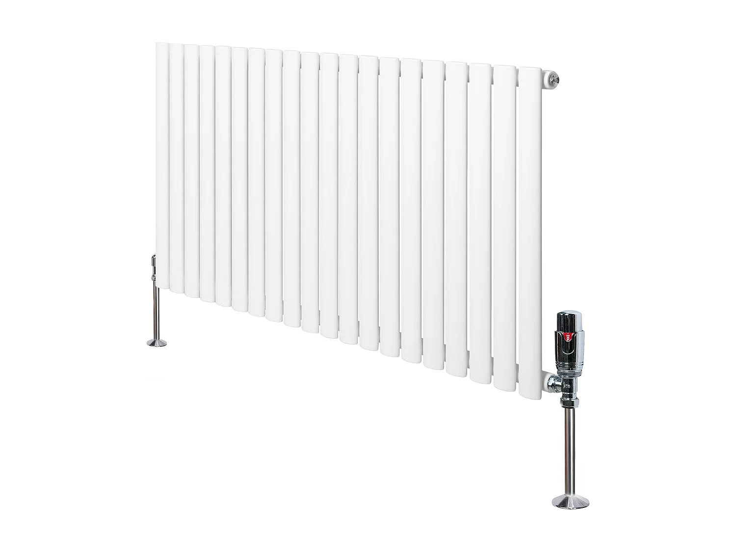 Horizontale design radiator ovaal 1 kolom - wit 600x1200 mm thermostaatkraan