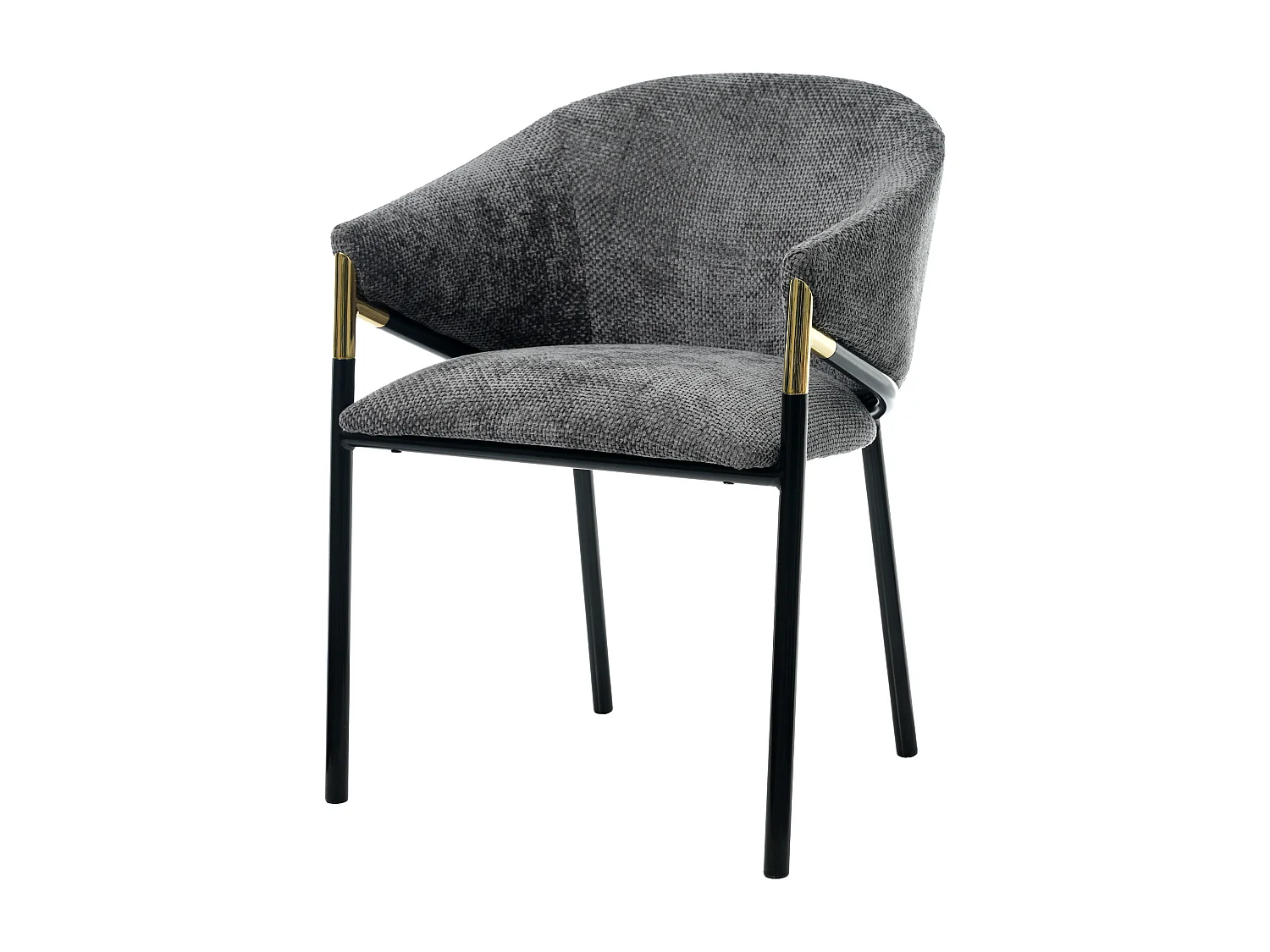 6 Esszimmerstühle – 56,5 x 56,5 x 78,5 cm – Moderner Stil – Goldfarbene Armlehnen – Samt – Grau