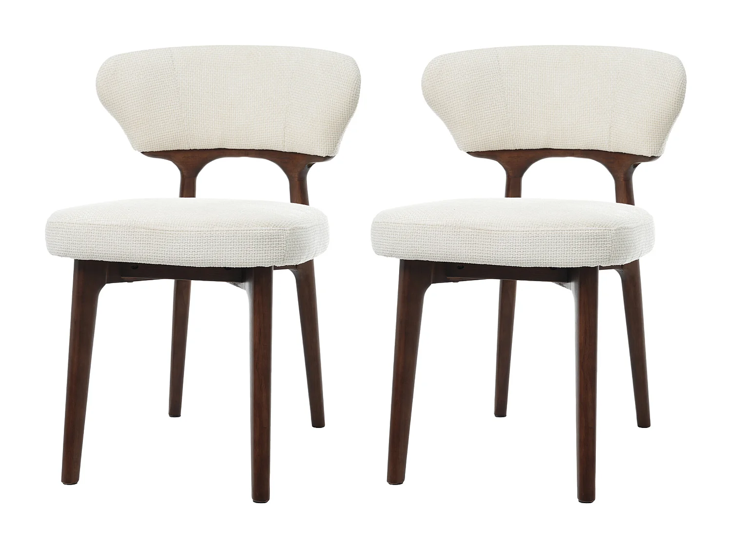 Set van 2 massief houten eetkamerstoelen - 53 x 58,5 x 75 cm - Moderne stijl - fluweel - beige