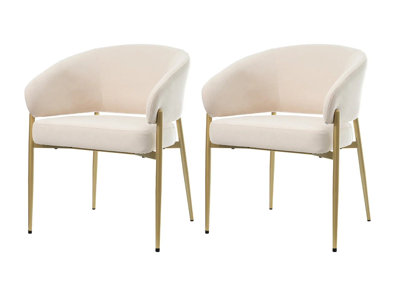 Set van 2 eetkamerstoelen - 58 x 61 x 78 cm - Moderne stijl - gouden poten - fluweel - beige