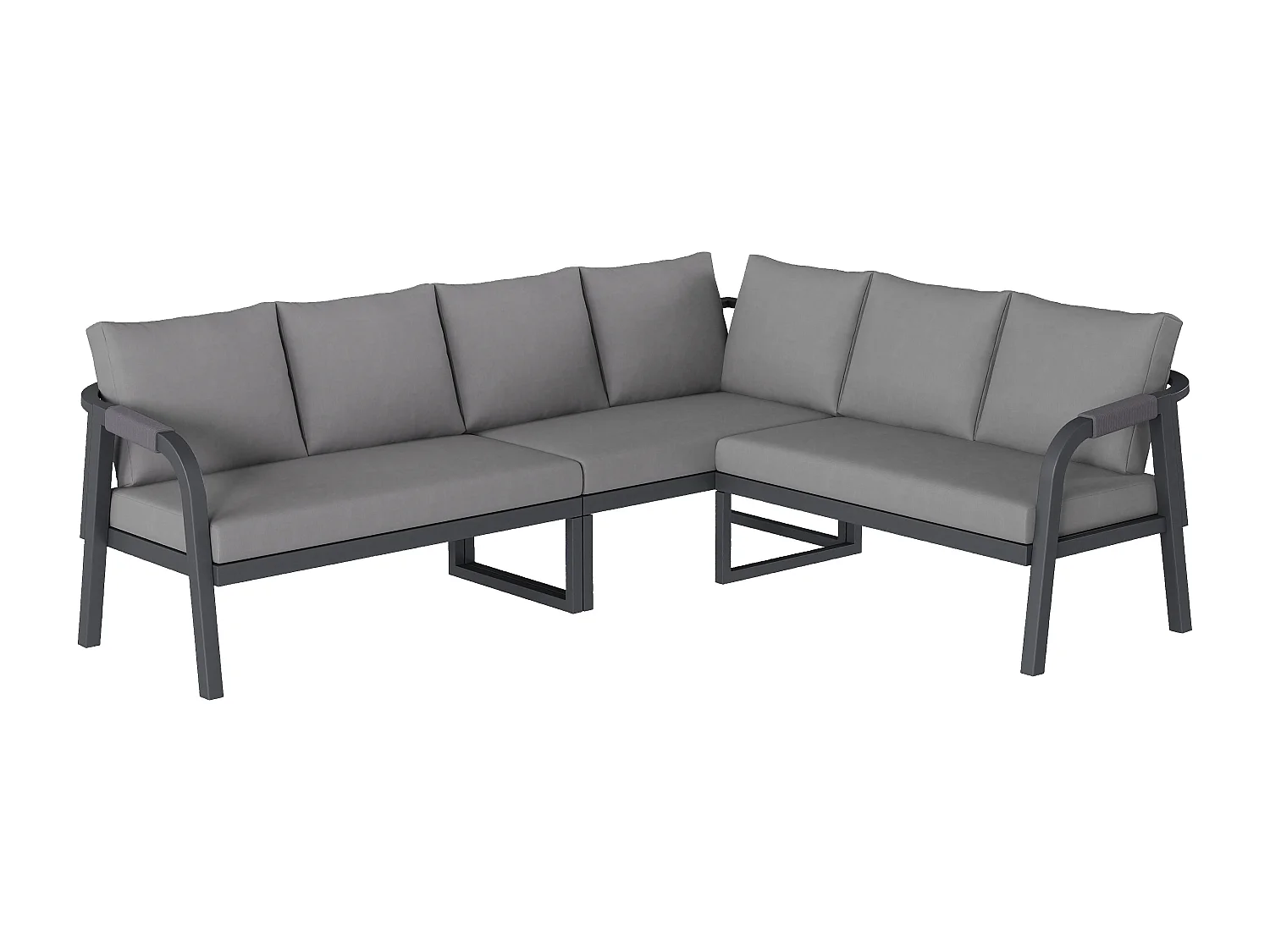 8-persoons tuinset - met geweven armleuningen en rugleuningen + bank + tafel + 2 fauteuils - metaal - grijs