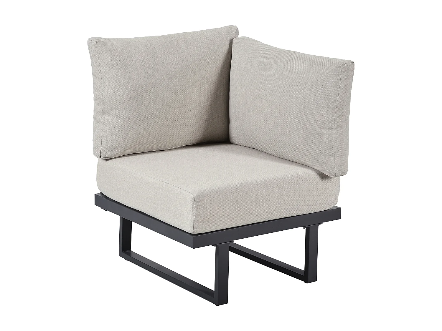 Zestaw mebli ogrodowych modułowych 5-osobowy - narożnik + stolik + poduszki - metal - szaro-beżowy