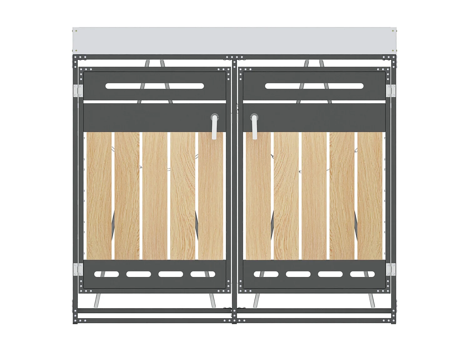 Abri pour 2 poubelles de jardin - 131 x 79 x 120 cm - avec bac à fleurs + serrure + 2 portes - métal - noir