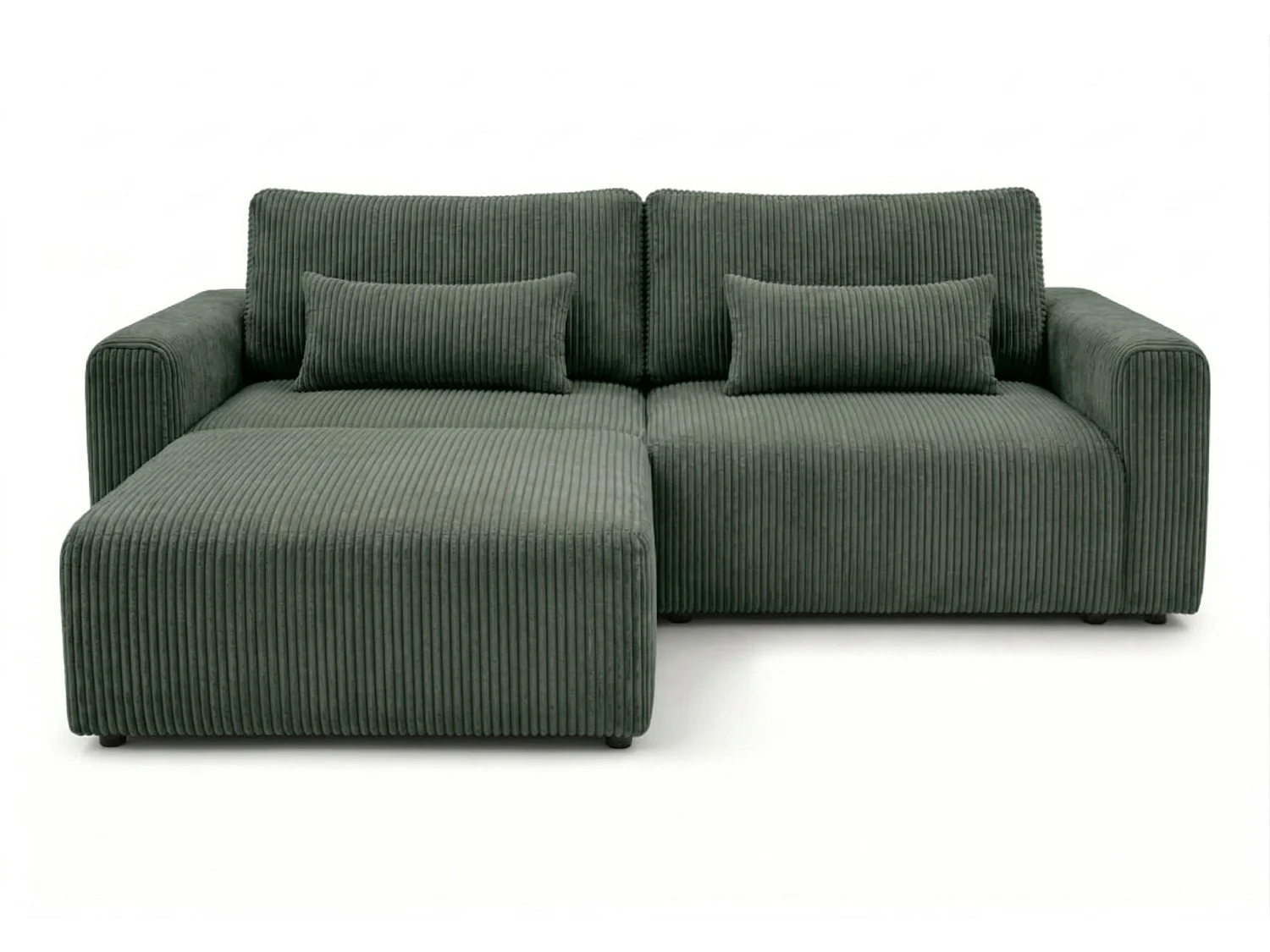 Canapé d’angle convertible BOND 2-en-1 230x150 cm, en tissu POSO 14 vert bouteille