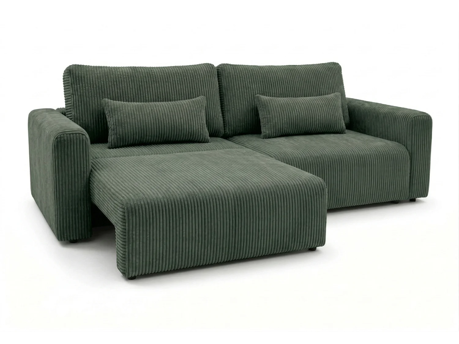Canapé d’angle convertible BOND 2-en-1 230x150 cm, en tissu POSO 14 vert bouteille
