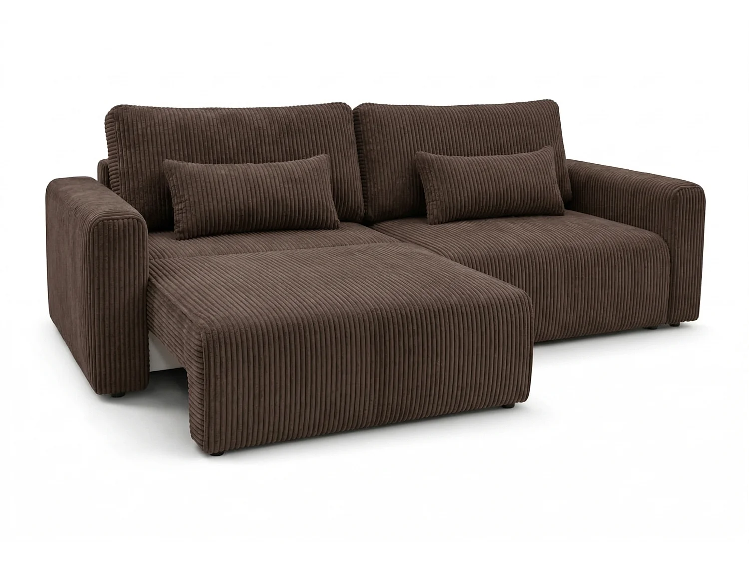 Canapé d’angle convertible BOND 2-en-1 230x150 cm, en tissu POSO 6 marron
